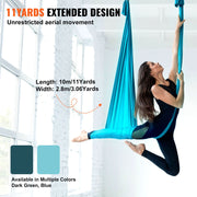 Aerial Silk & Yoga Swing, 10 m Length, Aerial Yoga Hammock Kit with 100gsm Nylon Fabric, Full Rigging V952-DCK10X28MQLSMTBOTV0