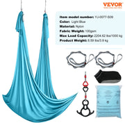 Aerial Silk & Yoga Swing, 10 m Length, Aerial Yoga Hammock Kit with 100gsm Nylon Fabric, Full Rigging V952-DCK10X28MQLSMTBOTV0