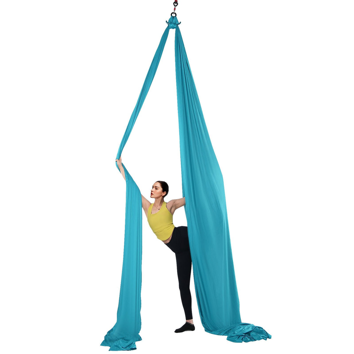 Aerial Silk & Yoga Swing, 10 m Length, Aerial Yoga Hammock Kit with 100gsm Nylon Fabric, Full Rigging V952-DCK10X28MQLSMTBOTV0