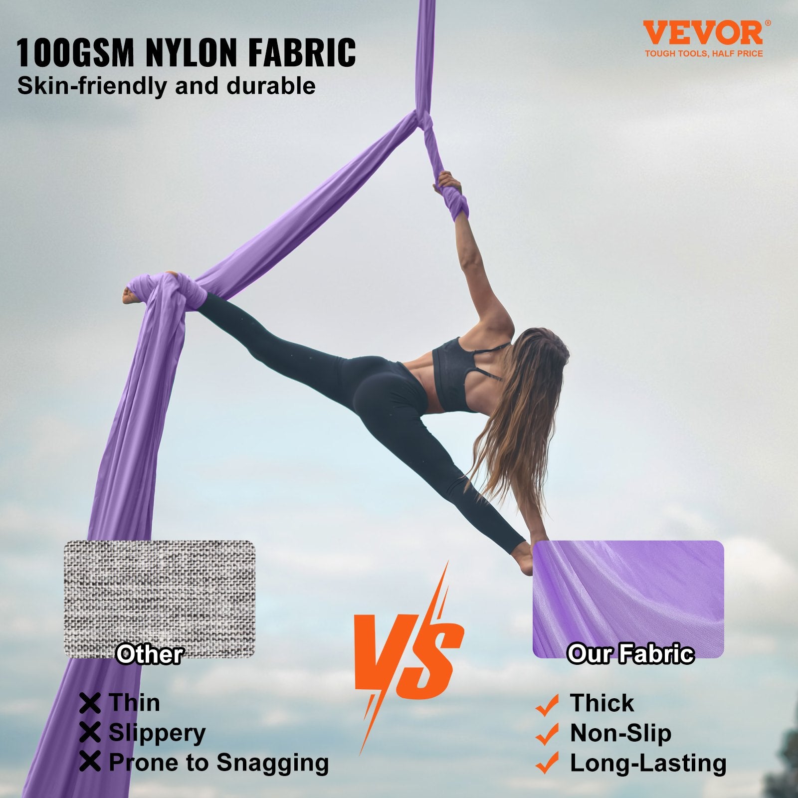 Aerial Yoga Hammock & Swing, 4 m Length, Yoga Starter Kit with 100gsm Nylon Fabric, Full Rigging Hardware and V952-DCK4X28MQZSCOPF54V0