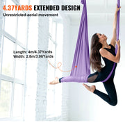 Aerial Yoga Hammock & Swing, 4 m Length, Yoga Starter Kit with 100gsm Nylon Fabric, Full Rigging Hardware and V952-DCK4X28MQZSCOPF54V0