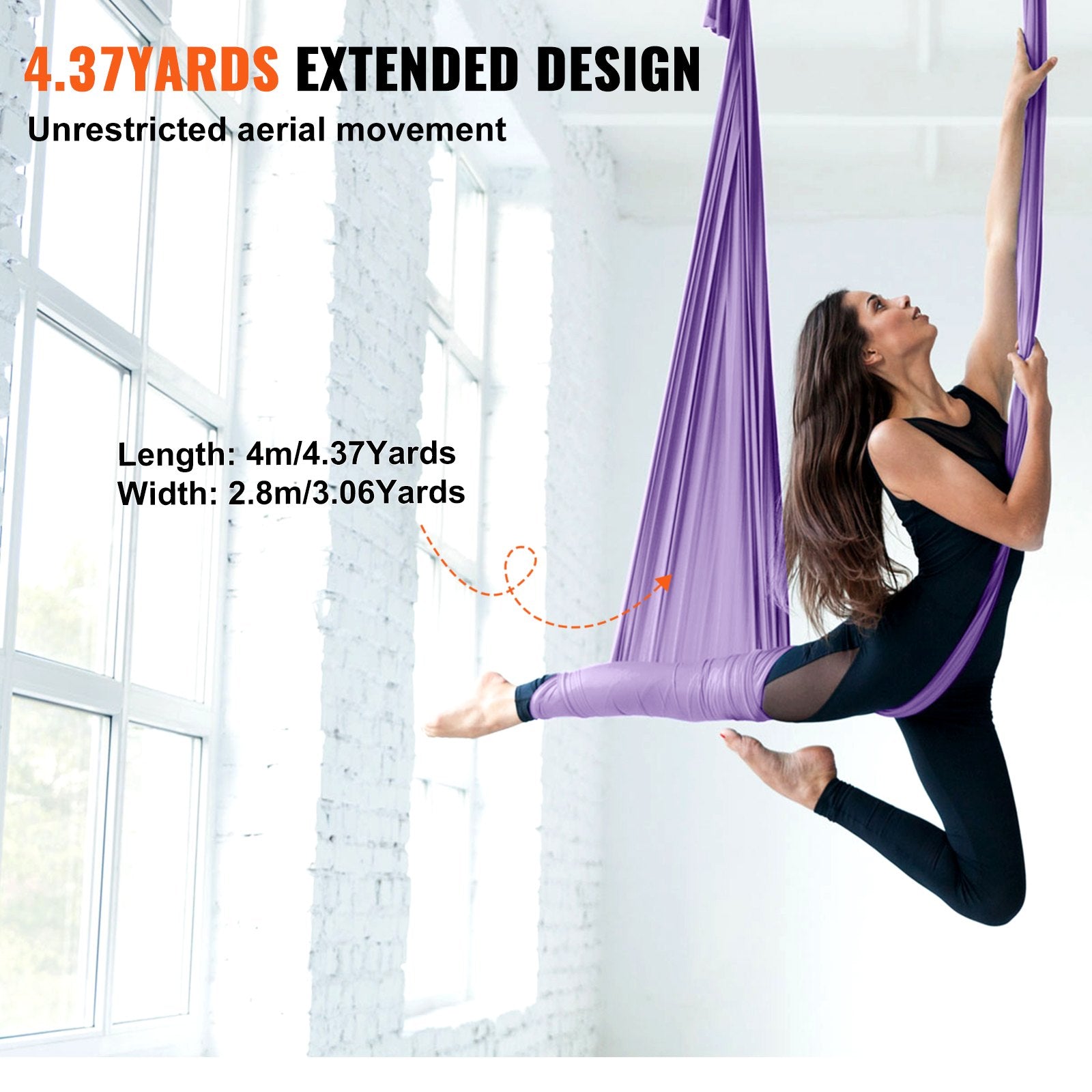 Aerial Yoga Hammock & Swing, 4 m Length, Yoga Starter Kit with 100gsm Nylon Fabric, Full Rigging Hardware and V952-DCK4X28MQZSCOPF54V0