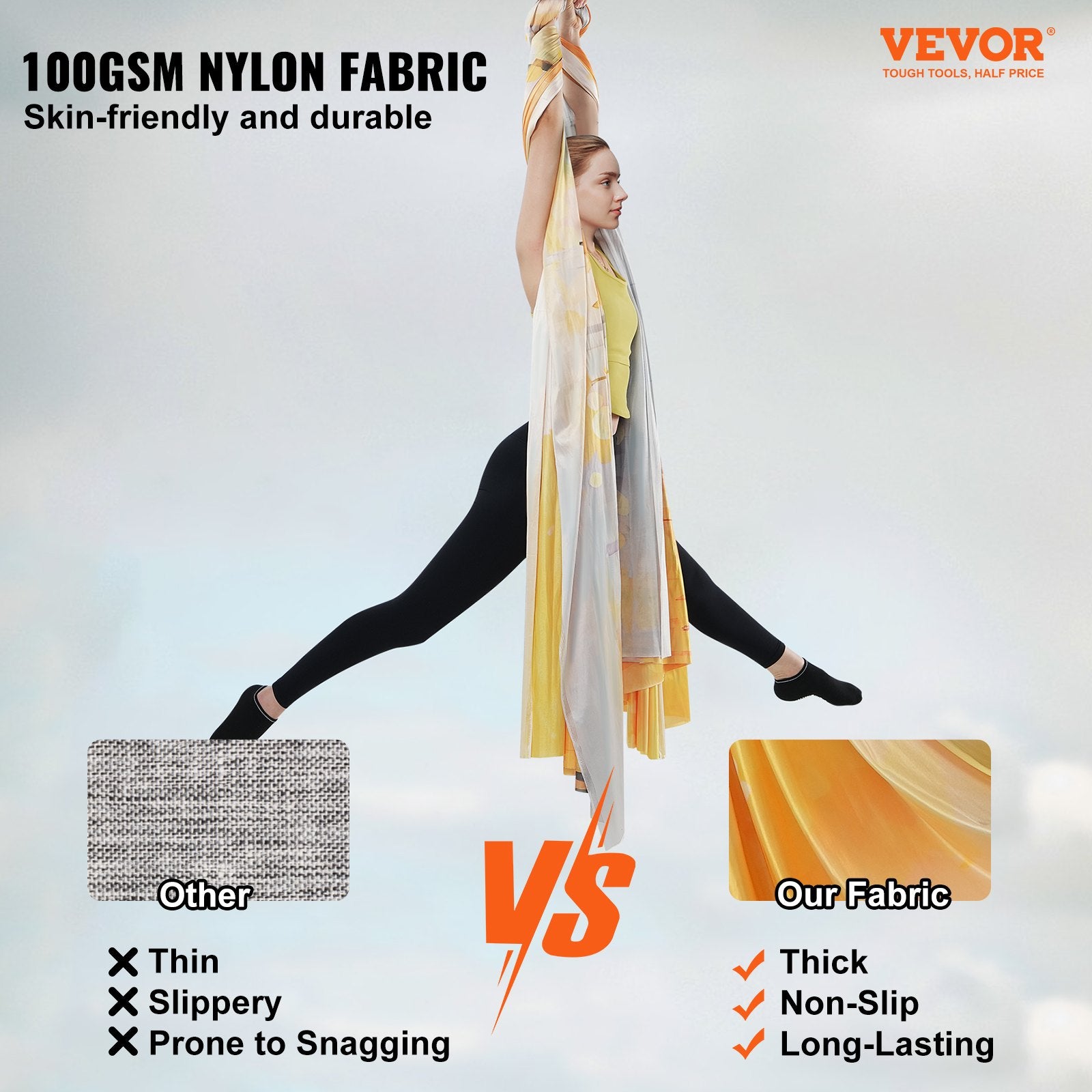 Aerial Yoga Hammock & Swing, 5 m Length, Aerial Yoga Starter Kit with 100gsm Nylon Fabric, Full Rigging V952-DCK5X28MJBJCTCNK6V0