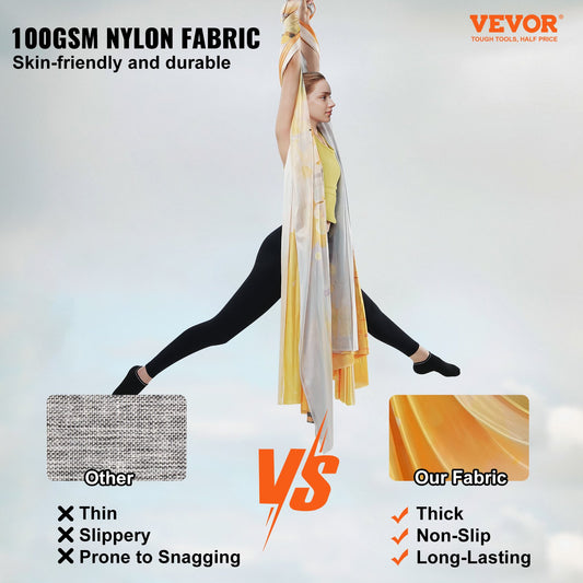 Aerial Yoga Hammock & Swing, 5 m Length, Aerial Yoga Starter Kit with 100gsm Nylon Fabric, Full Rigging V952-DCK5X28MJBJCTCNK6V0