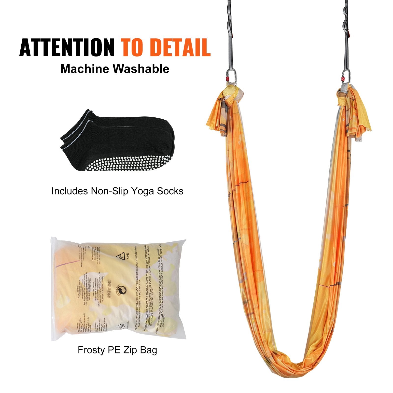 Aerial Yoga Hammock & Swing, 5 m Length, Aerial Yoga Starter Kit with 100gsm Nylon Fabric, Full Rigging V952-DCK5X28MJBJCTCNK6V0