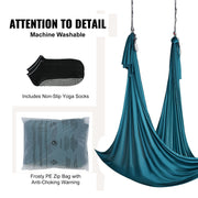 Aerial Yoga Hammock & Swing, 5 m Length Aerial Yoga Starter Kit with 100gsm Nylon Fabric, Full Rigging V952-DCK5X28MMLCBLHMSZV0