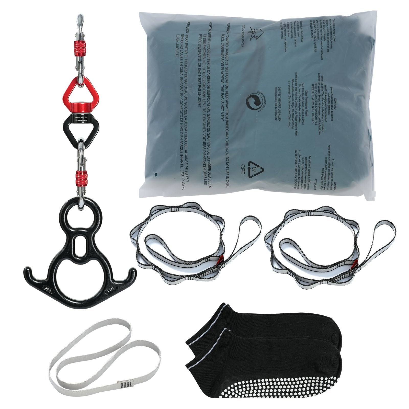 Aerial Silk & Yoga Swing, 8 m Length, Aerial Yoga Hammock Kit with 100gsm Nylon Fabric, Full Rigging Hardware V952-DCK822X28MML05J02V0