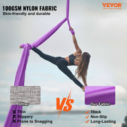Aerial Silk & Yoga Swing, 8 m Length, Aerial Yoga Hammock Kit with 100gsm Nylon Fabric, Full Rigging Hardware V952-DCK822X28MSZR9A6KV0
