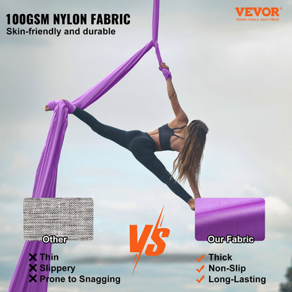 Aerial Silk & Yoga Swing, 8 m Length, Aerial Yoga Hammock Kit with 100gsm Nylon Fabric, Full Rigging Hardware V952-DCK822X28MSZR9A6KV0