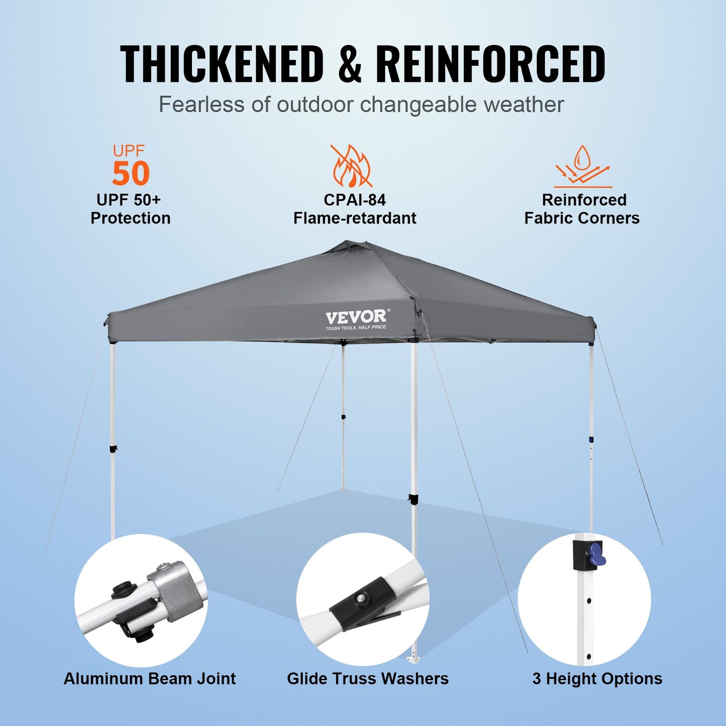 Pop Up Canopy Tent, 10 x 10 ft, 250 D PU Silver Coated Tarp, with Portable Roller Bag and 4 Sandbags, V952-DCSTPS10X10FTASXAV0