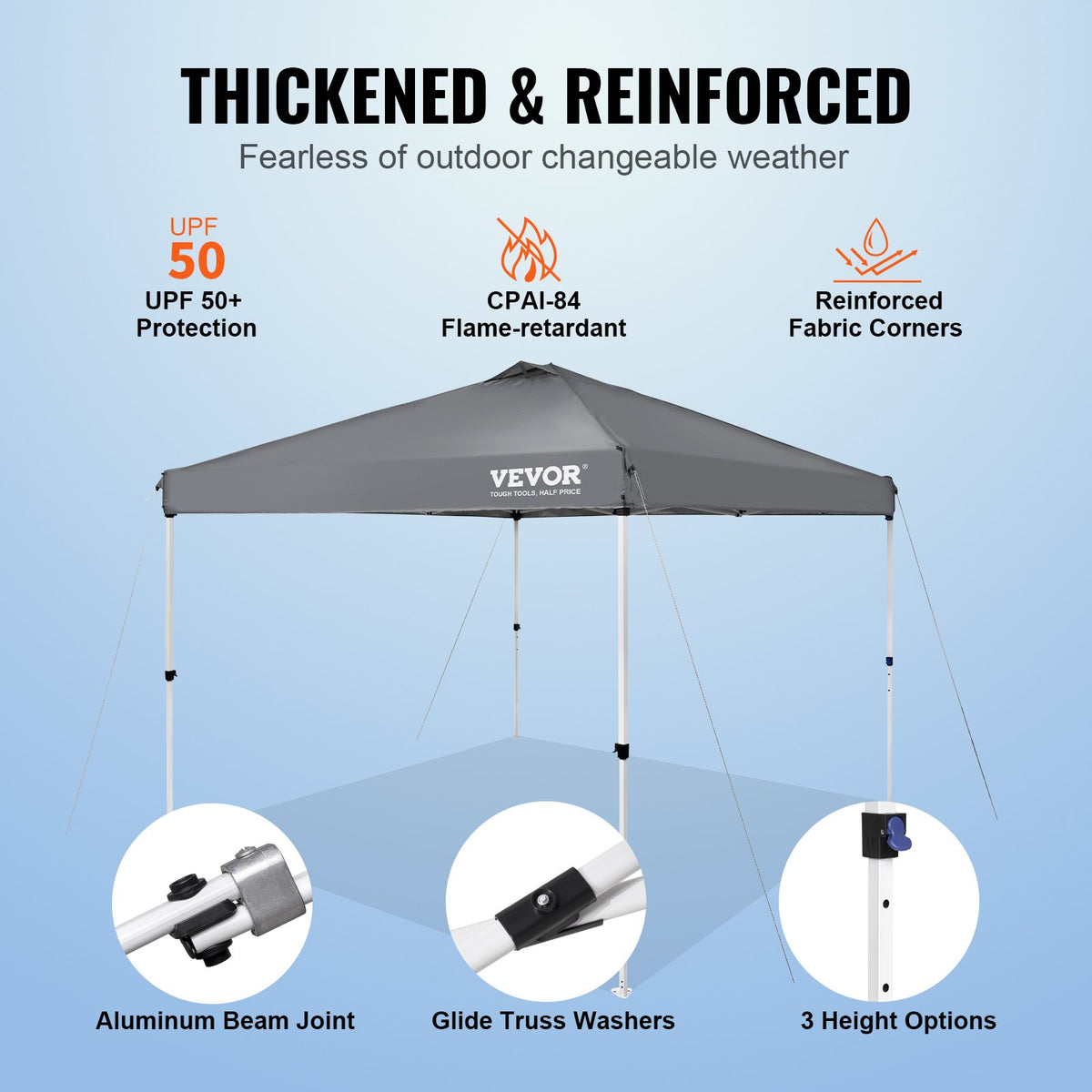 Pop Up Canopy Tent, 10 x 10 ft, 250 D PU Silver Coated Tarp, with Portable Roller Bag and 4 Sandbags, V952-DCSTPS10X10FTASXAV0