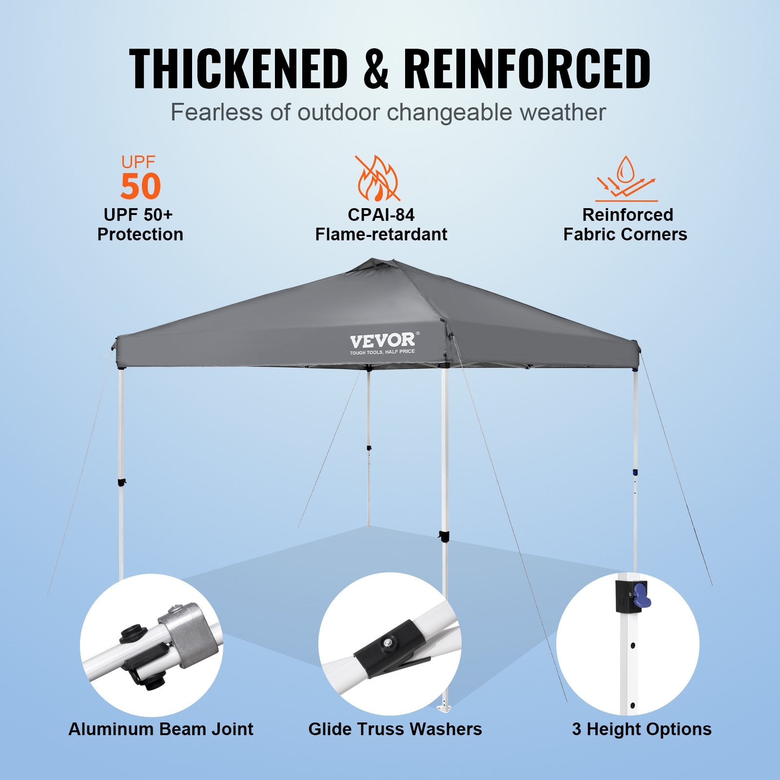 Pop Up Canopy Tent, 10 x 10 ft, 250 D PU Silver Coated Tarp, with Portable Roller Bag and 4 Sandbags, V952-DCSTPS10X10FTASXAV0