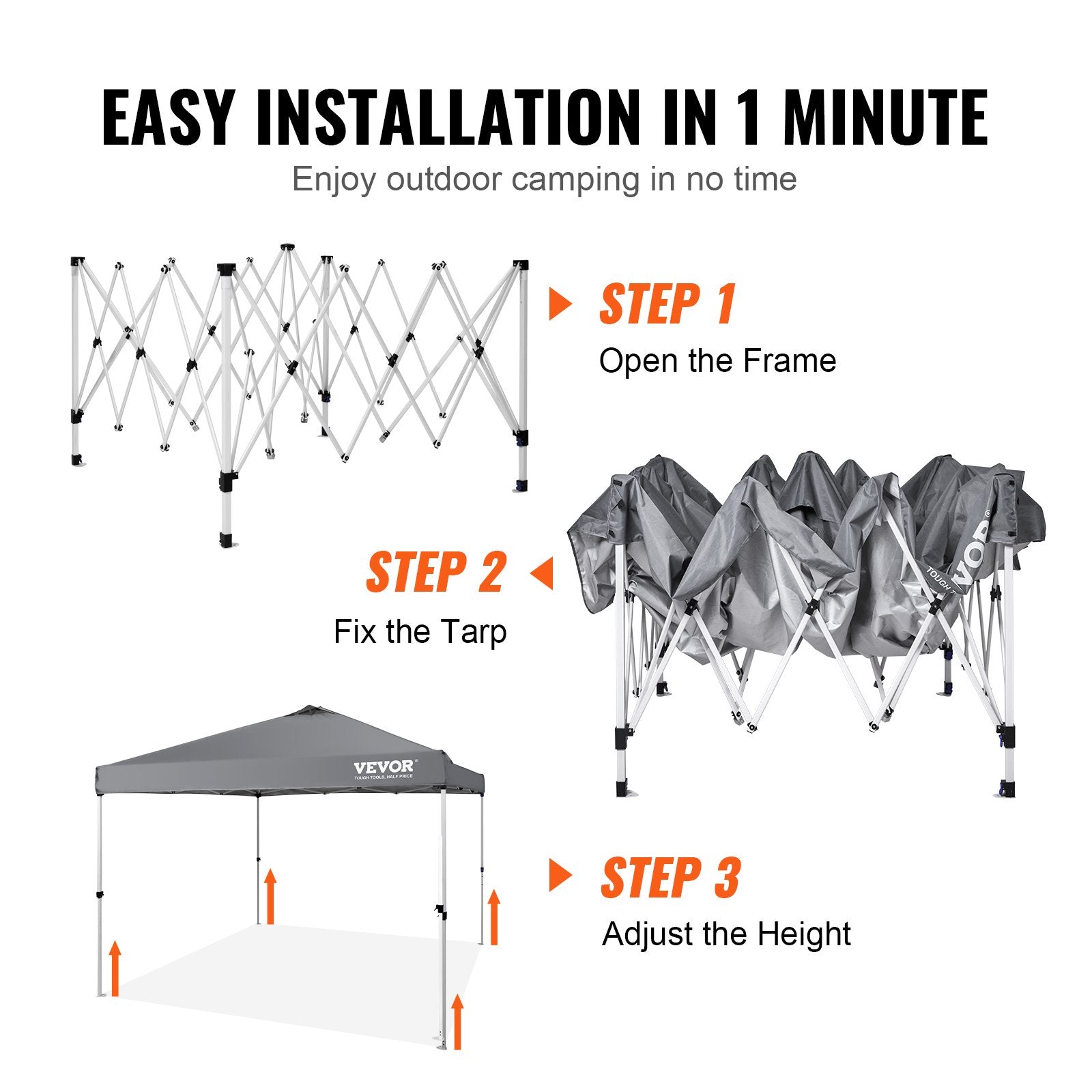 Pop Up Canopy Tent, 10 x 10 ft, 250 D PU Silver Coated Tarp, with Portable Roller Bag and 4 Sandbags, V952-DCSTPS10X10FTASXAV0