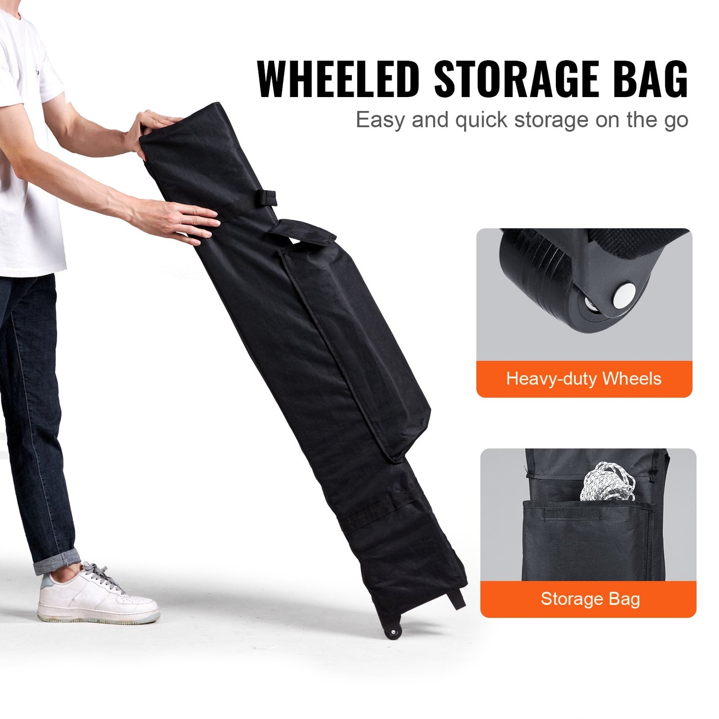 Pop Up Canopy Tent, 10 x 10 ft, 250 D PU Silver Coated Tarp, with Portable Roller Bag and 4 Sandbags, V952-DCSTPS10X10FTASXAV0