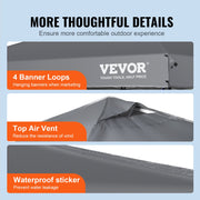 Pop Up Canopy Tent, 10 x 10 ft, 250 D PU Silver Coated Tarp, with Portable Roller Bag and 4 Sandbags, V952-DCSTPS10X10FTASXAV0