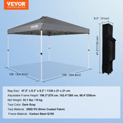 Pop Up Canopy Tent, 10 x 10 ft, 250 D PU Silver Coated Tarp, with Portable Roller Bag and 4 Sandbags, V952-DCSTPS10X10FTASXAV0