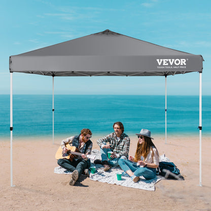 Pop Up Canopy Tent, 10 x 10 ft, 250 D PU Silver Coated Tarp, with Portable Roller Bag and 4 Sandbags, V952-DCSTPS10X10FTASXAV0