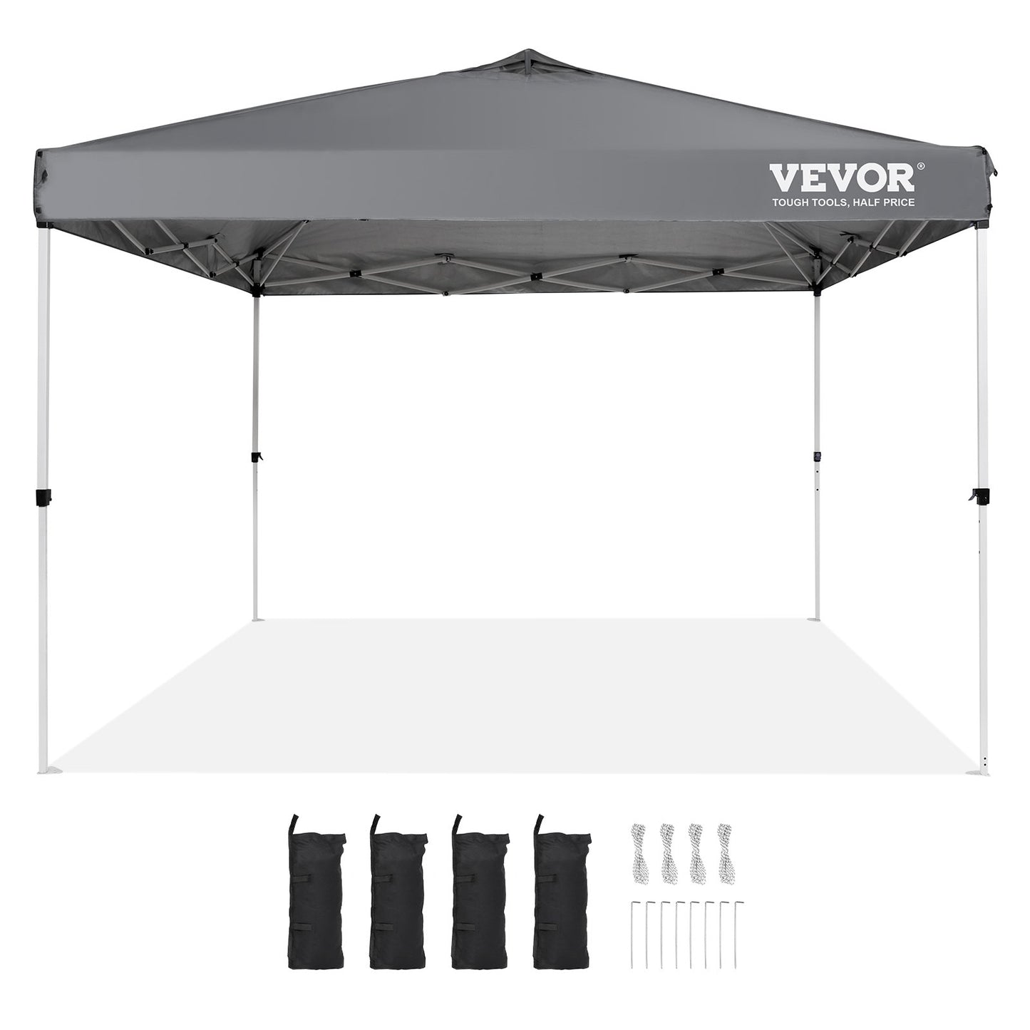 Pop Up Canopy Tent, 10 x 10 ft, 250 D PU Silver Coated Tarp, with Portable Roller Bag and 4 Sandbags, V952-DCSTPS10X10FTASXAV0