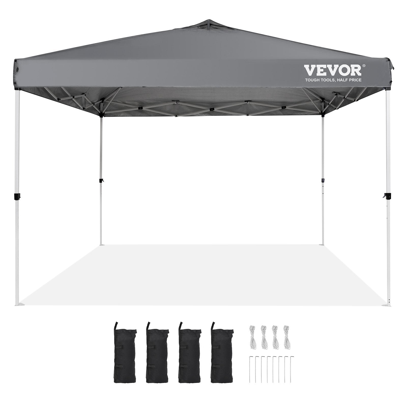 Pop Up Canopy Tent, 10 x 10 ft, 250 D PU Silver Coated Tarp, with Portable Roller Bag and 4 Sandbags, V952-DCSTPS10X10FTASXAV0