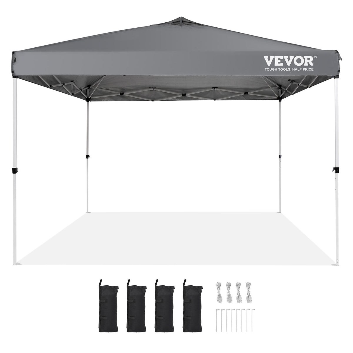 Pop Up Canopy Tent, 10 x 10 ft, 250 D PU Silver Coated Tarp, with Portable Roller Bag and 4 Sandbags, V952-DCSTPS10X10FTASXAV0