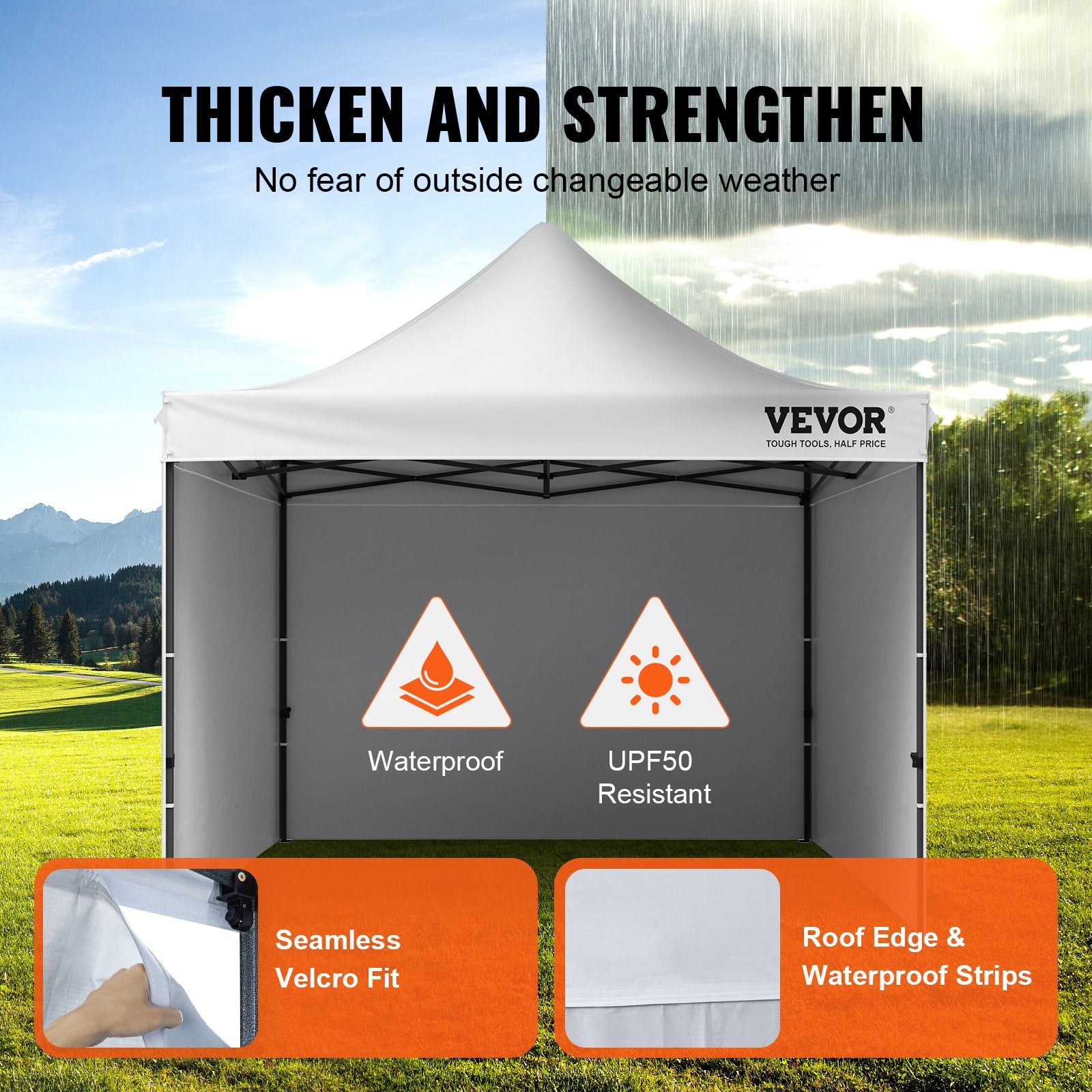 Pop Up Canopy Tent Outdoor Gazebo Tent 10x10FT with Sidewalls & Bag White V952-DCSYPBS1010FTGMH8V0