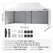 Pop Up Canopy Tent Outdoor Gazebo Tent 10x20FT with Sidewalls & Bag White V952-DCSYPBS1020FTSS9LV0