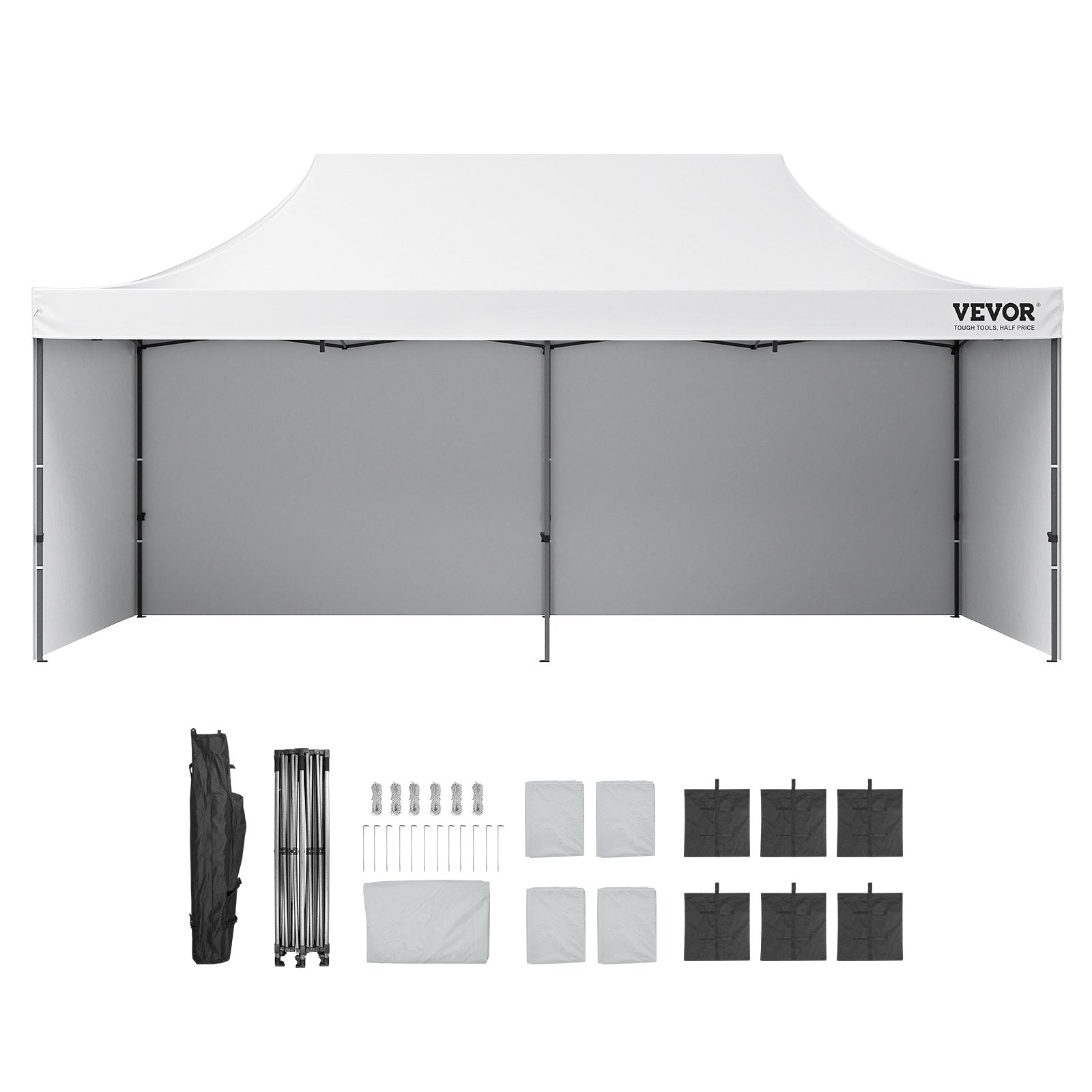 Pop Up Canopy Tent Outdoor Gazebo Tent 10x20FT with Sidewalls & Bag White V952-DCSYPBS1020FTSS9LV0