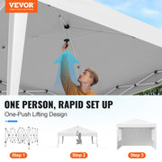 Pop Up Canopy, 2.95 x 2.95 m Instant Canopy Portable Gazebo with 3 Sidewalls & 2 Ventilated Windows, Height V952-DCSYPPBK1010EPGQXV0