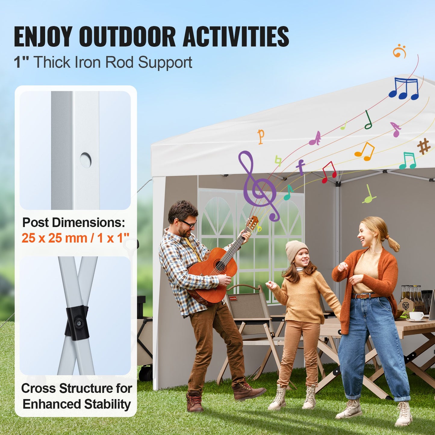 Pop Up Canopy, 2.95 x 2.95 m Instant Canopy Portable Gazebo with 3 Sidewalls & 2 Ventilated Windows, Height V952-DCSYPPBK1010EPGQXV0