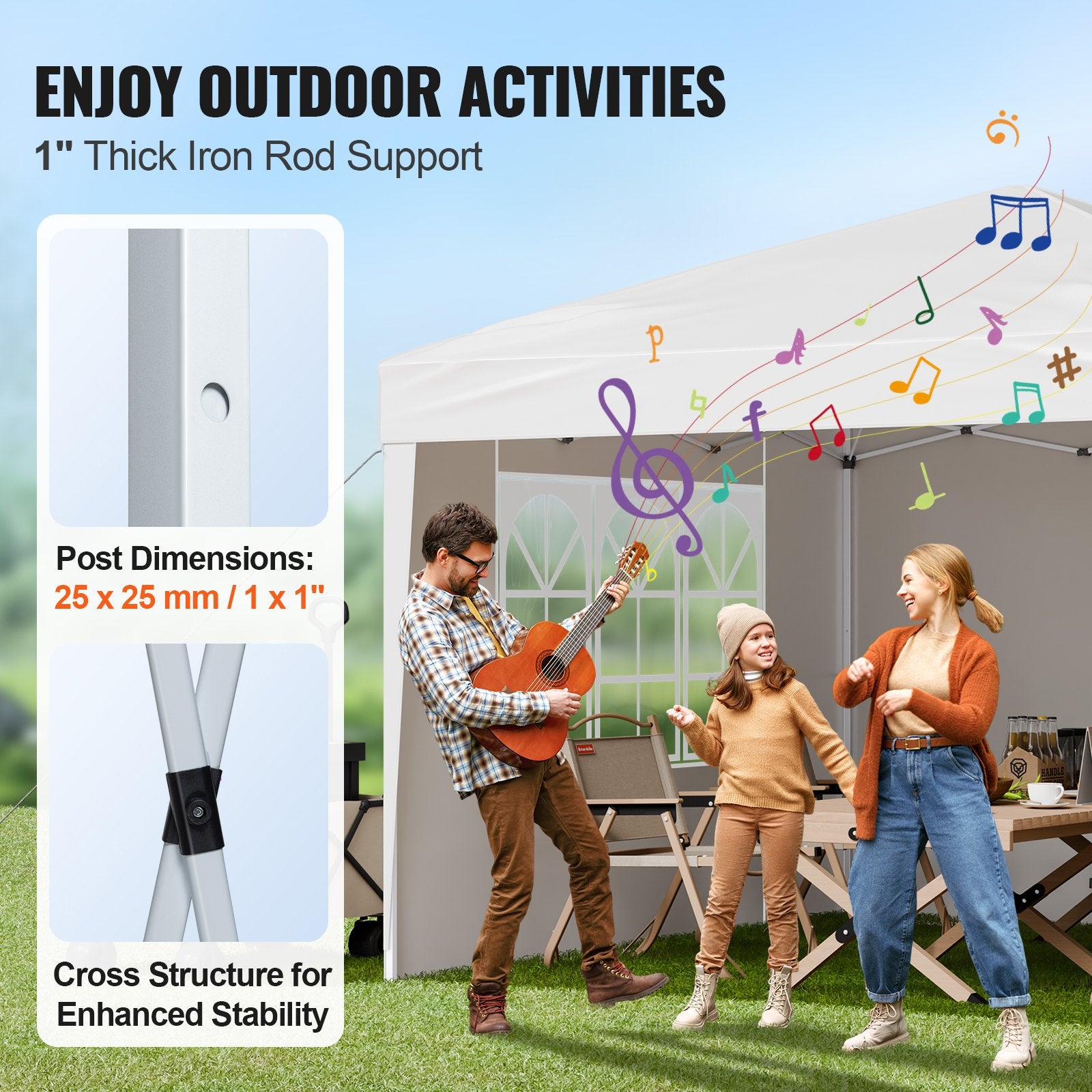 Pop Up Canopy, 2.95 x 2.95 m Instant Canopy Portable Gazebo with 3 Sidewalls & 2 Ventilated Windows, Height V952-DCSYPPBK1010EPGQXV0