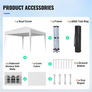 Pop Up Canopy, 2.95 x 2.95 m Instant Canopy Portable Gazebo with 3 Sidewalls & 2 Ventilated Windows, Height V952-DCSYPPBK1010EPGQXV0