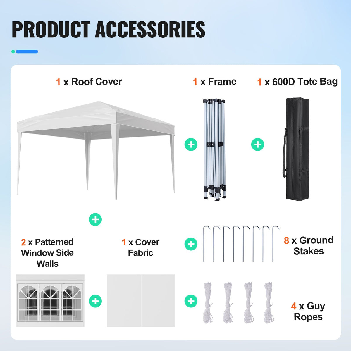 Pop Up Canopy, 2.95 x 2.95 m Instant Canopy Portable Gazebo with 3 Sidewalls & 2 Ventilated Windows, Height V952-DCSYPPBK1010EPGQXV0