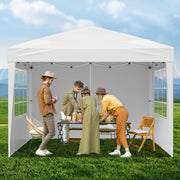 Pop Up Canopy, 2.95 x 2.95 m Instant Canopy Portable Gazebo with 3 Sidewalls & 2 Ventilated Windows, Height V952-DCSYPPBK1010EPGQXV0