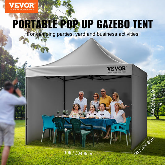 304.8 x 304.8 cm Pop up Canopy with Removable Sidewalls, Instant Canopies Portable Gazebo & Wheeled Bag, UV V952-DCSYPSH1010FTAFO2V0