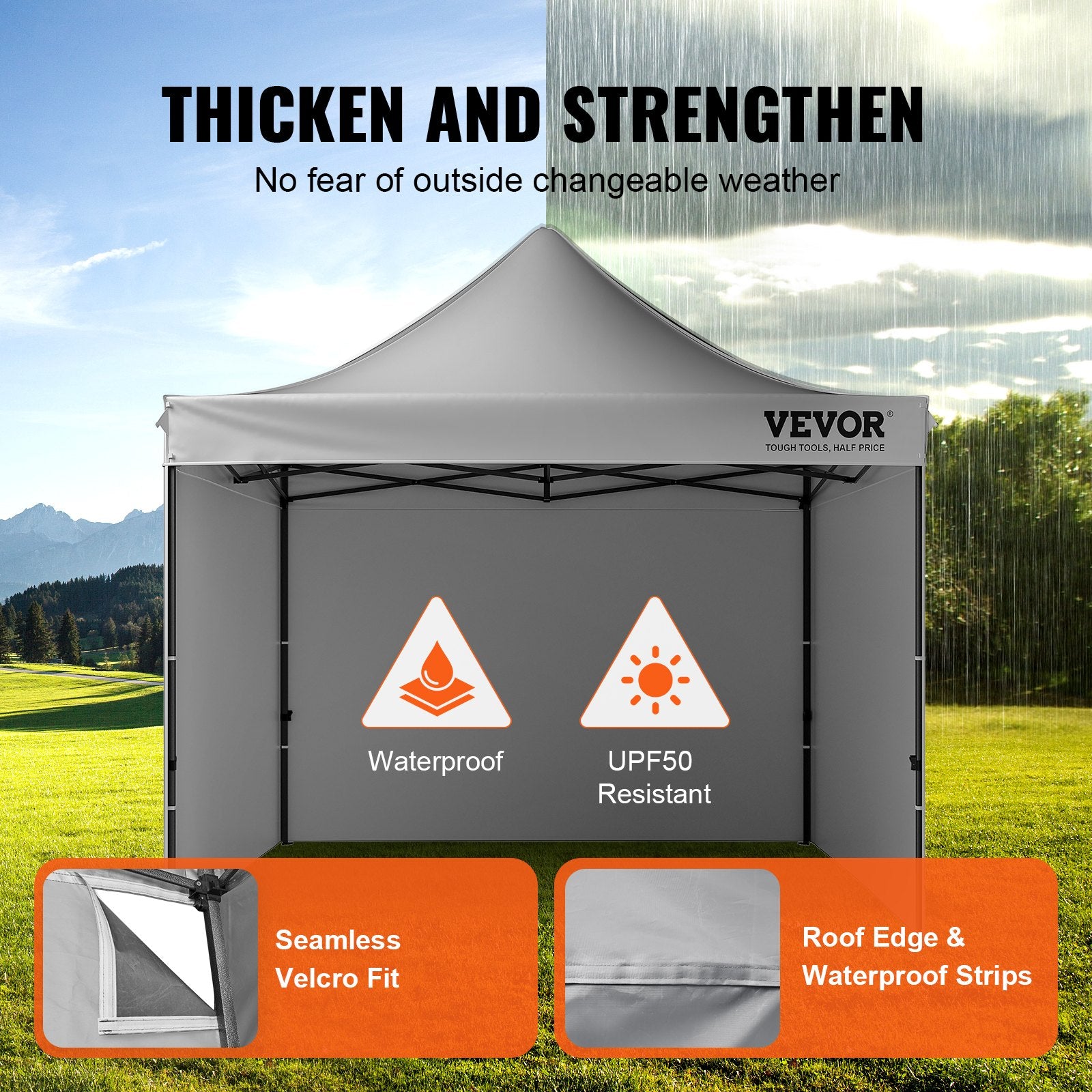 304.8 x 304.8 cm Pop up Canopy with Removable Sidewalls, Instant Canopies Portable Gazebo & Wheeled Bag, UV V952-DCSYPSH1010FTAFO2V0