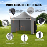 304.8 x 304.8 cm Pop up Canopy with Removable Sidewalls, Instant Canopies Portable Gazebo & Wheeled Bag, UV V952-DCSYPSH1010FTAFO2V0