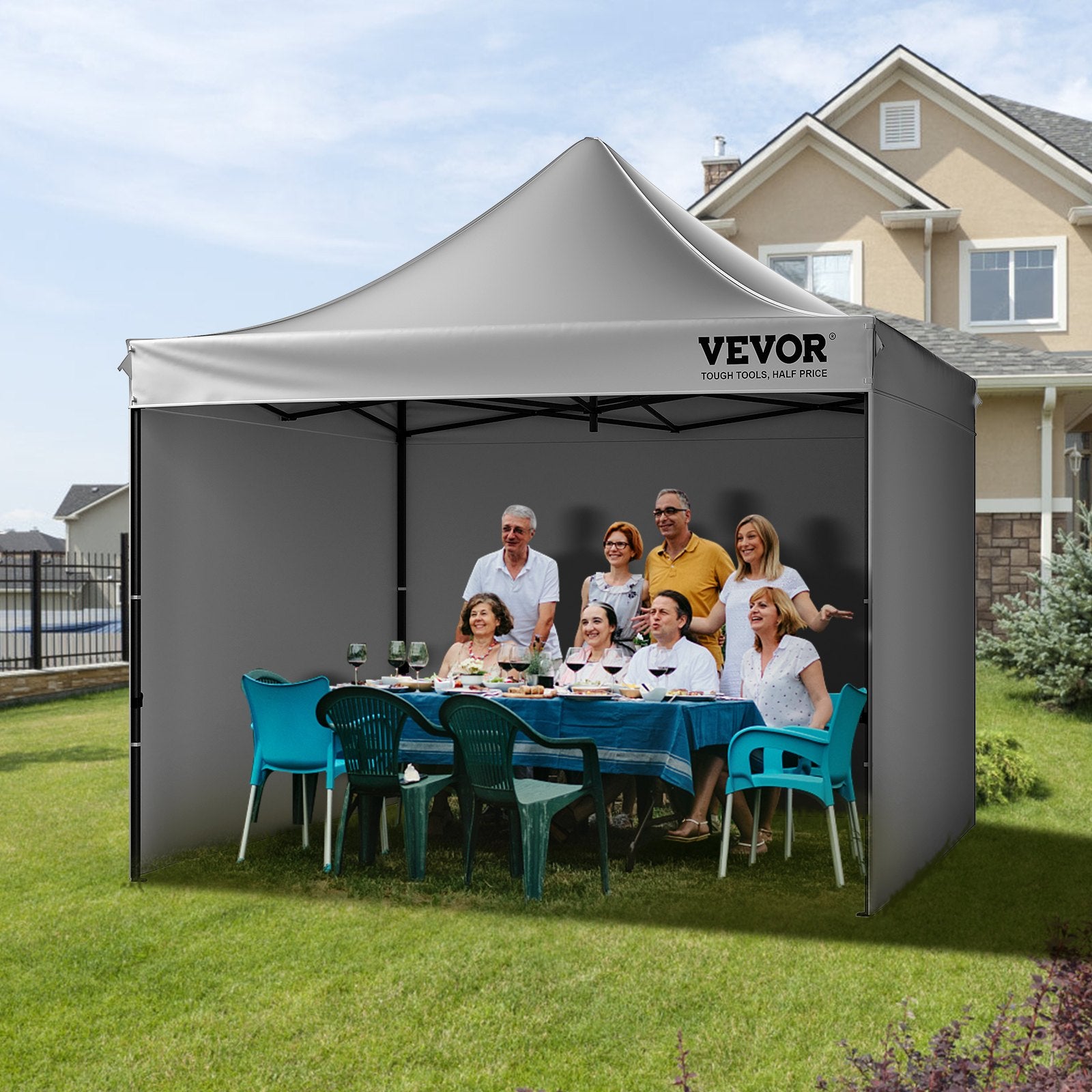 304.8 x 304.8 cm Pop up Canopy with Removable Sidewalls, Instant Canopies Portable Gazebo & Wheeled Bag, UV V952-DCSYPSH1010FTAFO2V0