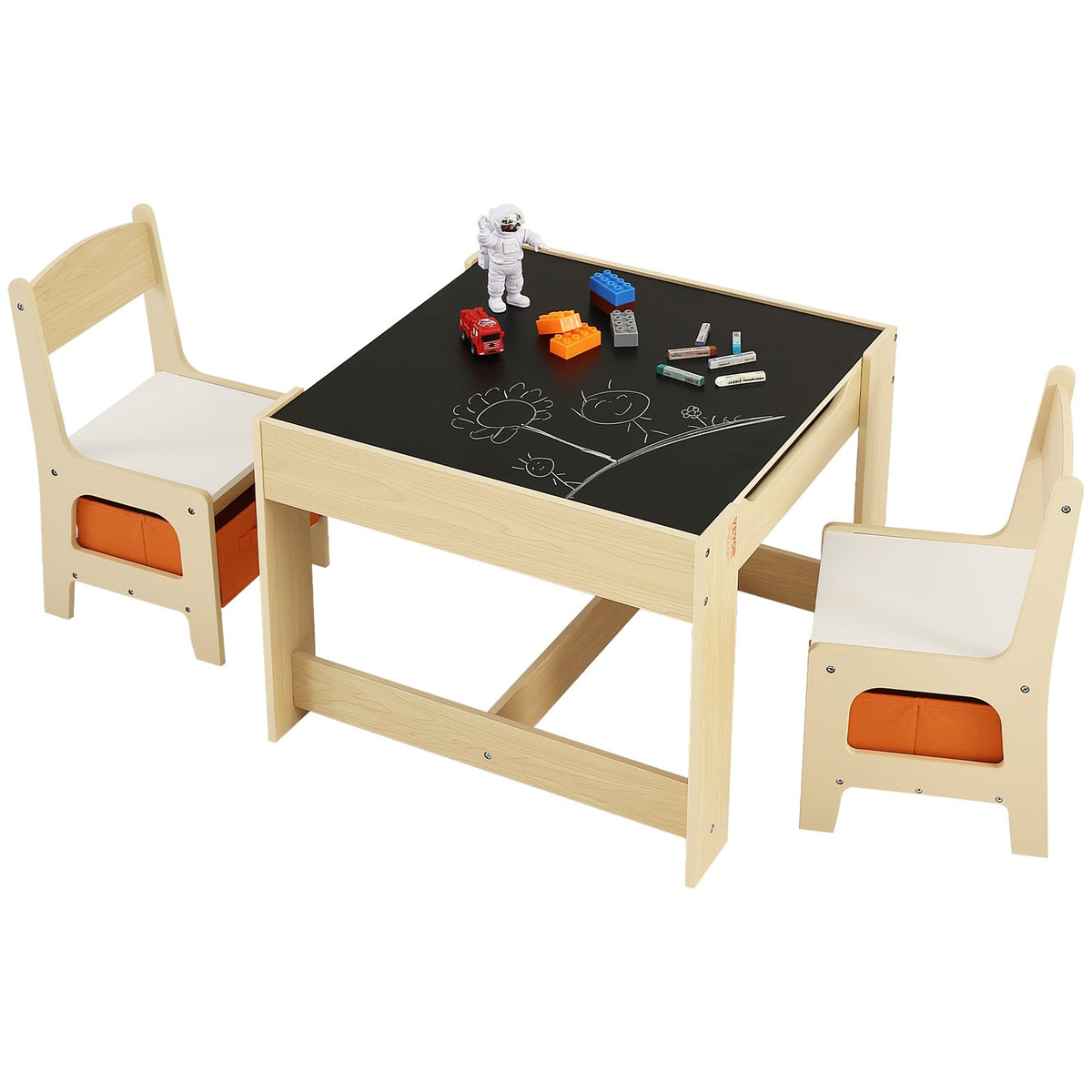 Kids Table and Chair Set Wooden Activity Table with Storage Space & Boxes V952-DCWETZYYZEYBIAWBVV0