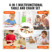 Kids Table and Chair Set Wooden Activity Table with Storage Space & Boxes V952-DCWETZYYZEYBIAWBVV0
