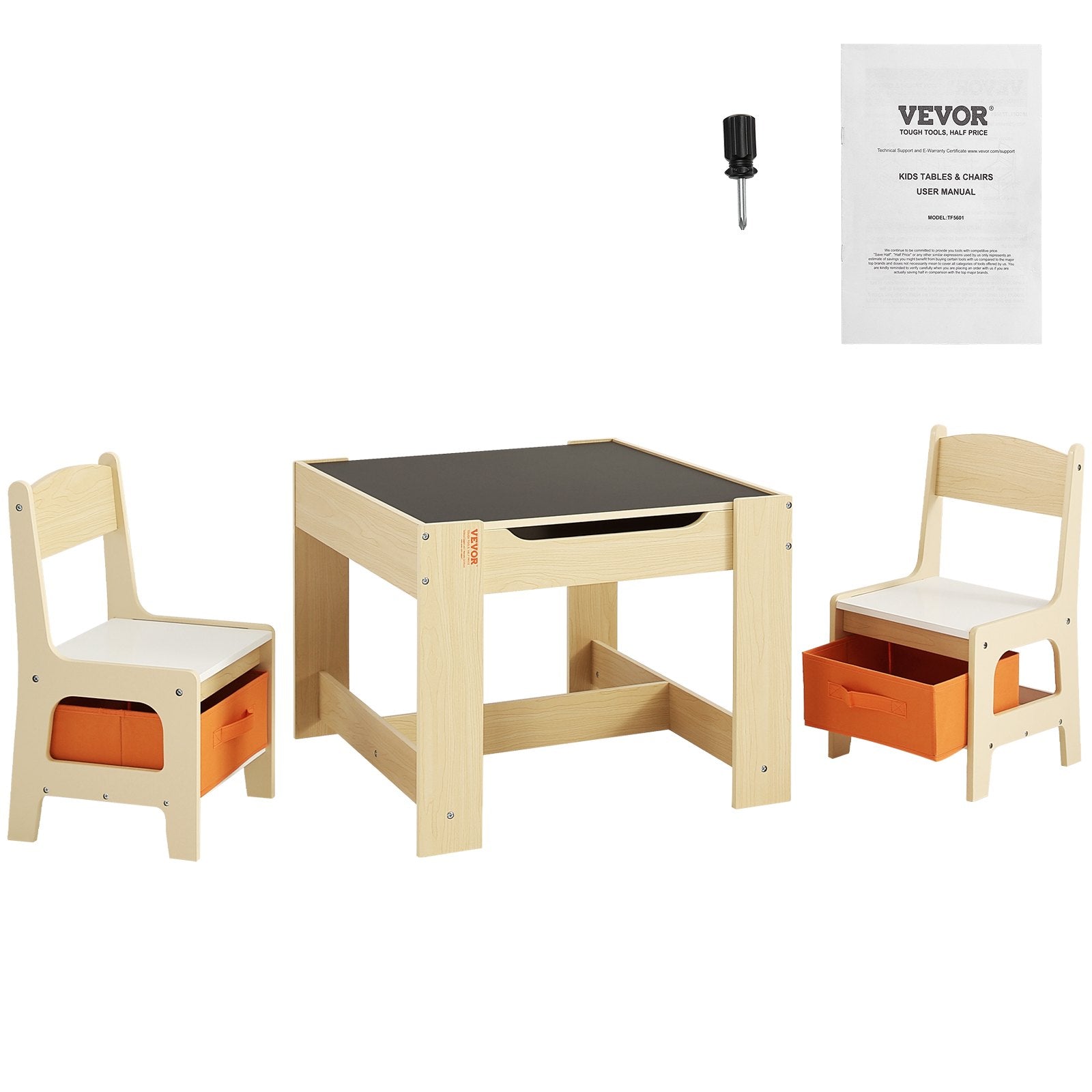 Kids Table and Chair Set Wooden Activity Table with Storage Space & Boxes V952-DCWETZYYZEYBIAWBVV0