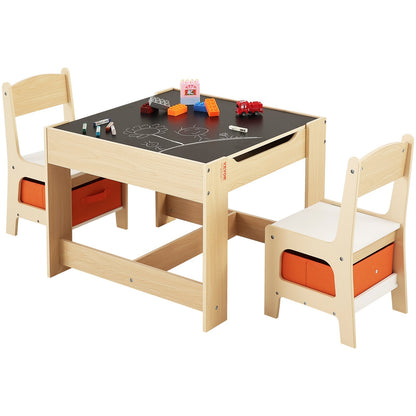 Kids Table and Chair Set Wooden Activity Table with Storage Space & Boxes V952-DCWETZYYZEYBIAWBVV0
