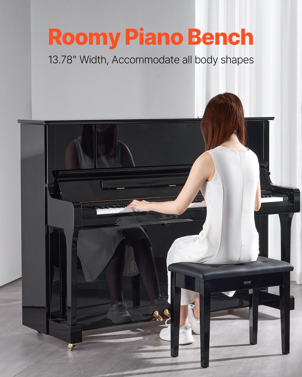 Piano Bench, 22" x 13.78" x 19", Keyboard Piano Chair with High-Density Padded Cushion, Storage Compartment V952-DCWXGQZDSMDR9NUMIV0