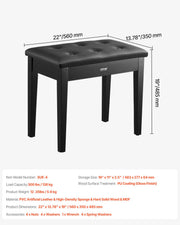 Piano Bench, 22" x 13.78" x 19", Keyboard Piano Chair with High-Density Padded Cushion, Storage Compartment V952-DCWXGQZDSMDR9NUMIV0