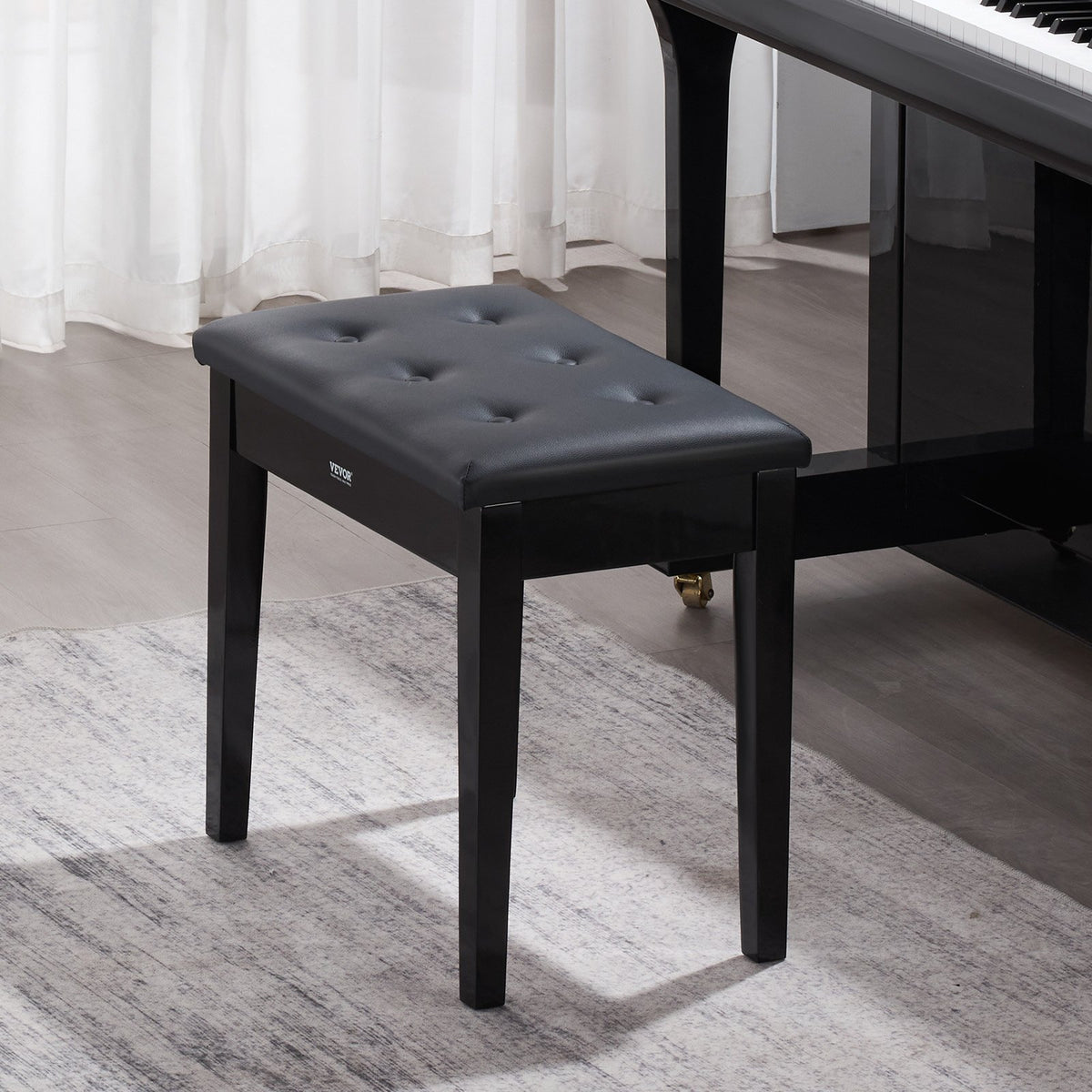 Piano Bench, 22" x 13.78" x 19", Keyboard Piano Chair with High-Density Padded Cushion, Storage Compartment V952-DCWXGQZDSMDR9NUMIV0