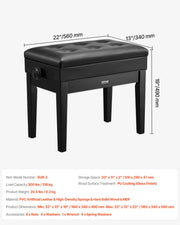 Piano Bench, Keyboard Piano Chair with 19.3"-22.8" Adjustable Height, Padded Cushion, Storage Compartment for V952-DCWXGQZDSMKDIXZ9TV0