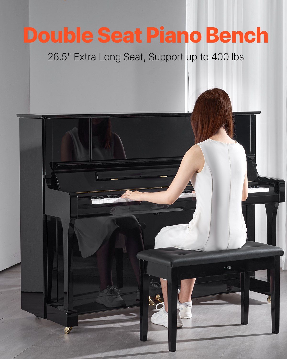 Piano Bench, 750 x 355 x 490 mm, Duet Keyboard Piano Chair with High-Density Padded Cushion, Storage V952-DCWXGQZDSMSRMRZJGV0
