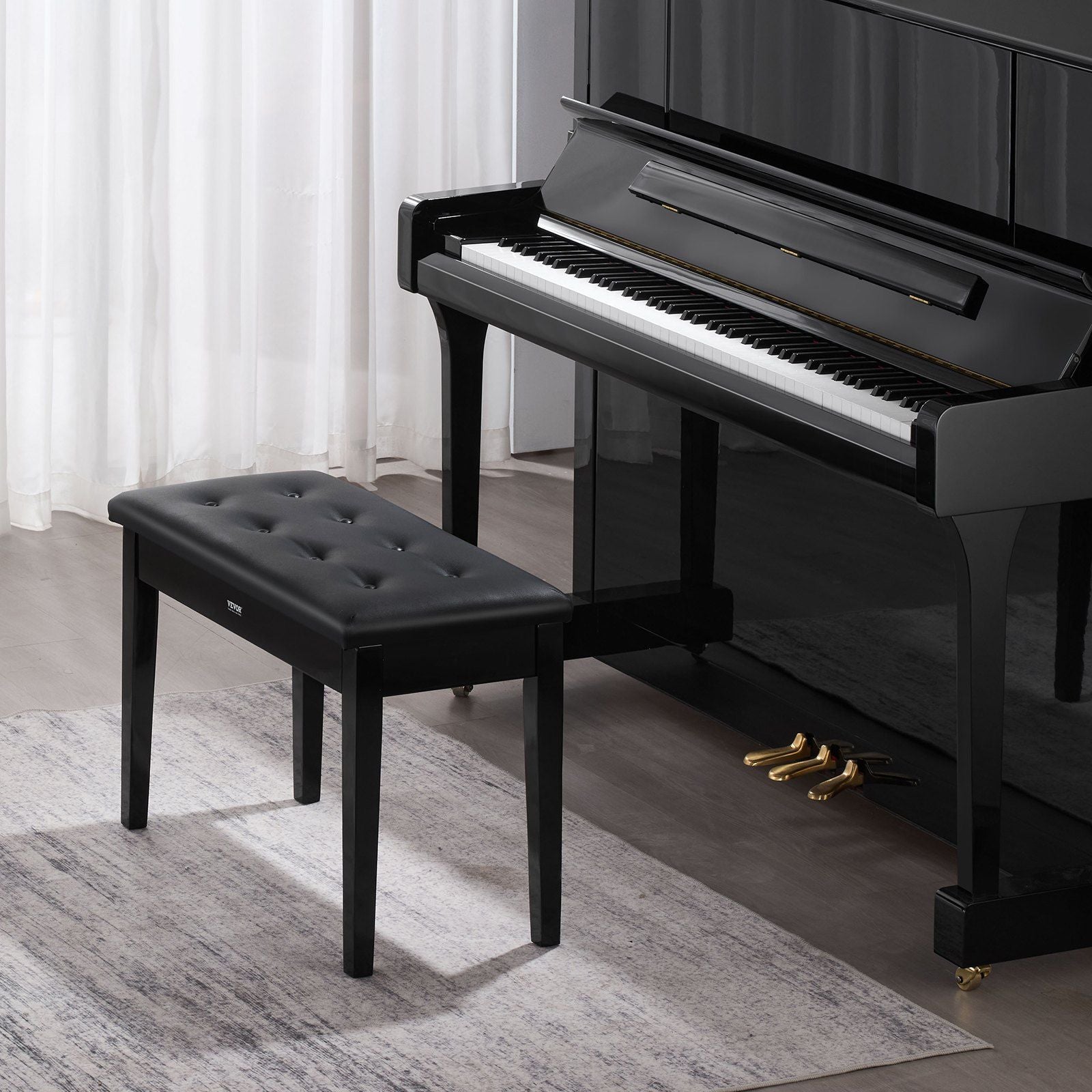 Piano Bench, 750 x 355 x 490 mm, Duet Keyboard Piano Chair with High-Density Padded Cushion, Storage V952-DCWXGQZDSMSRMRZJGV0