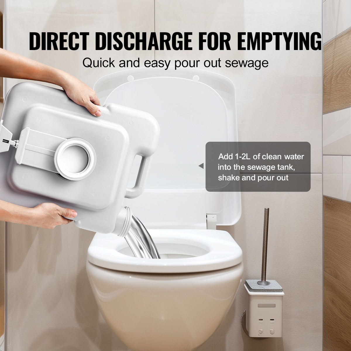 Portable Toilet for Camping with Carry Bag, RV Toilet with 3.2 Gal Waste Tank, Push-Button Pressurized Flush V952-DCX32GAL32GALYTV0V0