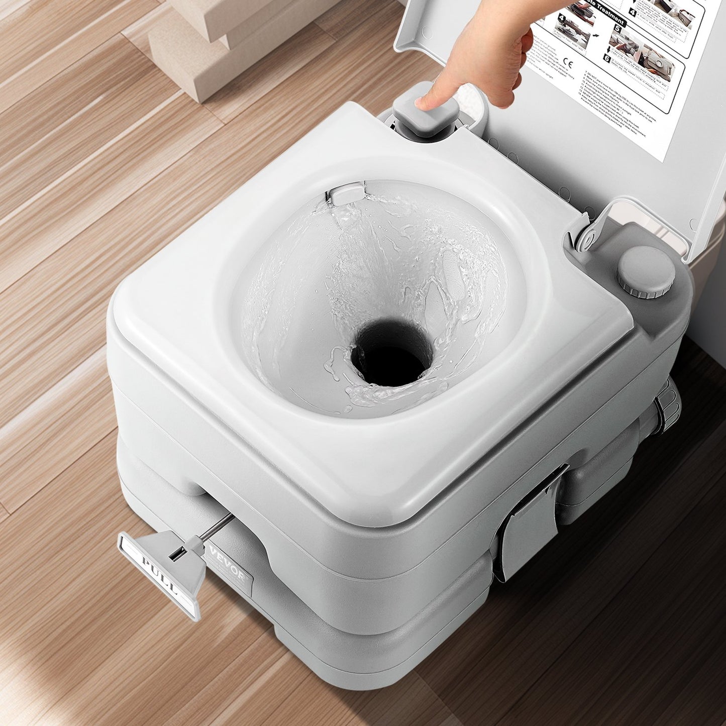 Portable Toilet for Camping with Carry Bag, RV Toilet with 3.2 Gal Waste Tank, Push-Button Pressurized Flush V952-DCX32GAL32GALYTV0V0