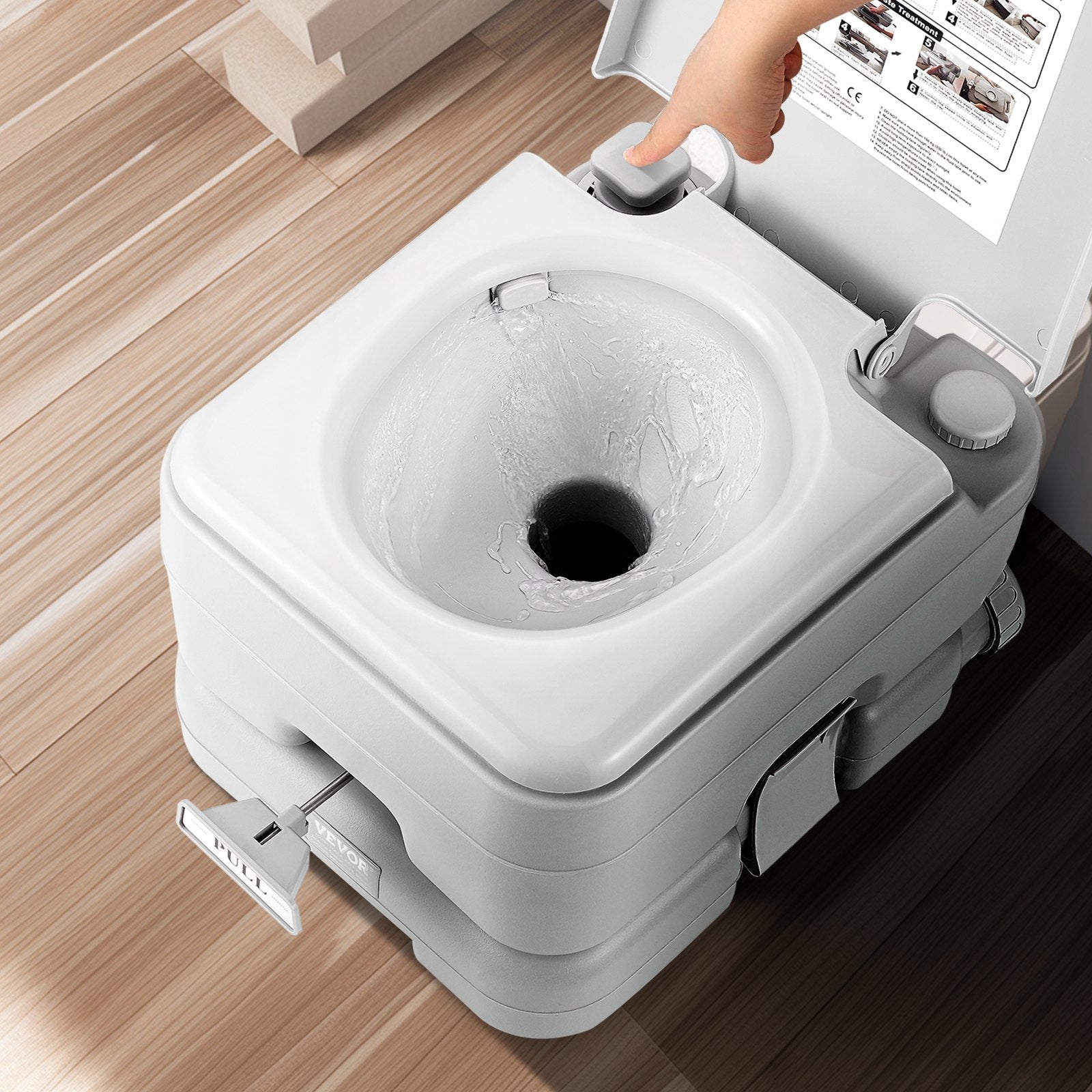 Portable Toilet for Camping with Carry Bag, RV Toilet with 3.2 Gal Waste Tank, Push-Button Pressurized Flush V952-DCX32GAL32GALYTV0V0